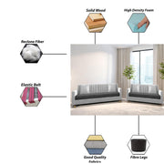 Garcia 3+2 Seater Sofa Set for Living Room (Black - Grey)