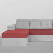 Elvi LHS 6 Seater L Shape Sofa Set for Living Room (Maroon Grey Fabric) Premium Fabric Sofa