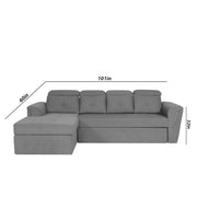 Elvi LHS 6 Seater L Shape Sofa Set for Living Room (Dark Grey Fabric) Premium Fabric Sofa
