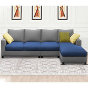 Rihan 6 Seater L Shape Sofa Set Living Room (Turquise Grey Fabric) Right Side Sofa