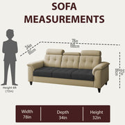 Casaliving Amara 3 Seater Sofa Set for Living Room (Black Cream Colour Fabric) Premium Fabric Sofa