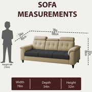 Kaven 3 Seater Sofa Set for Living Room (Yellow Grey Colour Fabric) Premium Fabric Sofa