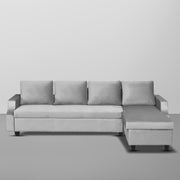 Asper RHS 6 Seater L Shape Sofa Set for Living Room (Grey Fabric) Premium Fabric Sofa