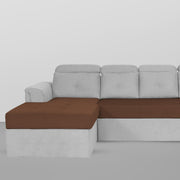 Elvi LHS 6 Seater L Shape Sofa Set for Living Room (Brown Grey Fabric) Premium Fabric Sofa