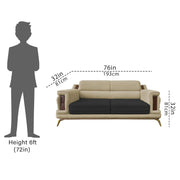 Falconar 3 Seater Sofa Set for Living Room (Cream Black Fabric) Premium Fabric Sofa