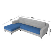 Fracher LHS 4 Seater L Shape Sofa Set for Living Room (Blue Grey Fabric) Premium Fabric Sofa
