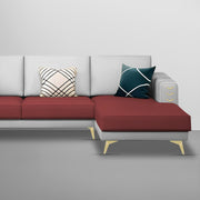 Falco RHS 4 Seater L Shape Sofa Set for Living Room (Maroon Grey Fabric) Premium Fabric Sofa