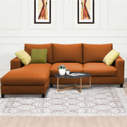Rihan 4 Seater L Shape Sofa Set Living Room (Orange Fabric) Left Side Sofa
