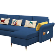 Ventos RHS 6 Seater L Shape Sofa Set for Living Room (Blue) Premium Velvet Fabric
