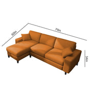 Martin 4 Seater LHS L Shape Sofa Set for Living Room (Orange Colour Fabric)