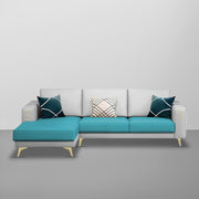 Falco LHS 4 Seater L Shape Sofa Set for Living Room (Turquise Grey Fabric) Premium Fabric Sofa