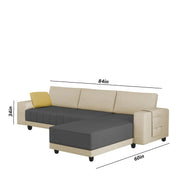 Linus RHS 4 Seater L Shape Sofa Set for Living Room (Cream Black Fabric) Premium Fabric Sofa