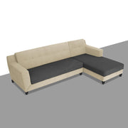 Fracher RHS 4 Seater L Shape Sofa Set for Living Room (Cream Black Fabric) Premium Fabric Sofa
