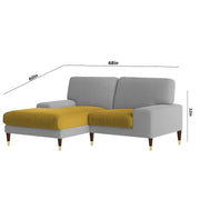 Latieo LHS 2 Seater Lounger L Shape Sofa Set for Living Room (Yellow Grey) Premium Fabric Sofa