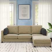 Nairo 4 Seater Interchangeable L Shape Sofa with Ottoman for Living Room (Cream Fabric)