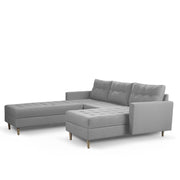 Ashton RHS 4 Seater L Shape Sofa Set with Center Table for Living Room (Grey Fabric) Premium Fabric Sofa