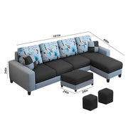 Casaliving Rolando RHS 6 Seater L Shape Sofa Set with Center Table for Living Room | Colour - Black Grey | Premium Fabric Sofa