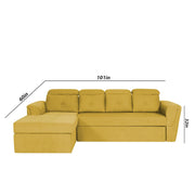 Elvi LHS 6 Seater L Shape Sofa Set for Living Room (Yellow Fabric) Premium Fabric Sofa