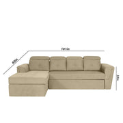 Elvi LHS 6 Seater L Shape Sofa Set for Living Room (Cream Fabric) Premium Fabric Sofa