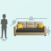 Evona 3 Seater Sofa Set for Living Room (Cream Black Colour Fabric) Premium Fabric Sofa