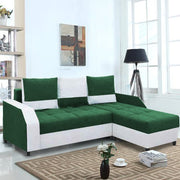 Severny 4 Seater L Shape Sofa Set for Living Room (Green Grey Fabric) Right Side