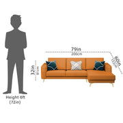 Falco RHS 4 Seater L Shape Sofa Set for Living Room (Orange Fabric) Premium Fabric Sofa