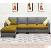 Rihan 6 Seater L Shape Sofa Set Living Room (Yellow Grey Fabric) Left Side Sofa