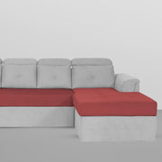 Elvi RHS 6 Seater L Shape Sofa Set for Living Room (Maroon Grey Fabric) Premium Fabric Sofa