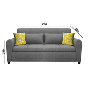 Garnet 3 Seater Sofa Set for Living Room (Grey) Premium Fabric