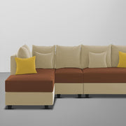 Inclair LHS 6 Seater L Shape Sofa Set for Living Room (Cream Brown Fabric) Premium Fabric Sofa
