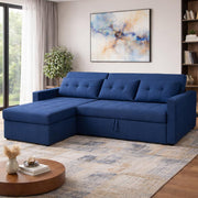 Casaliving Treshta 4 Seater LHS L - Shape Pull-Out Sofa Cum Bed with Storage Sofa for Living Room (Brown Fabric Color) Premium Fabric Sofa Set for Living Room Sofa Cum Bed