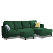 Swaloni RHS 6 Seater L Shape Sofa Set with Center Table for Living Room (Green) Premium Fabric Sofa