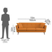 Letty 3 Seater Sofa Set for Living Room (Orange Colour) Premium Fabric Sofa