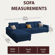 Orion LHS 6 Seater L Shape Sofa Set for Living Room (Blue Colour) Premium Fabric Sofa