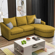 Shrank Round Lounger L Shape 4 Seater Sofa Set for Living Room (Yellow) Fabric Sofa | RHS