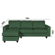 Danver LHS 4 Seater L Shape Sofa Set for Living Room (Green Fabric) Premium Fabric Sofa