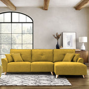 Antonio RHS 4 Seater L Shape Sofa Set for Living Room (Yellow Premium Fabric)