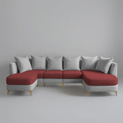 Zoe 8 Seater U Shape Sofa Set for Living Room (Black Grey Colour) Premium Fabric Sofa Set Living Room