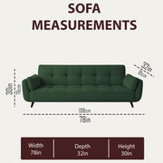 Francois 3 Seater Convertible Sofa Cum Bed for Living Room (Green Fabric) Premium Fabric Sofa