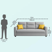 Evona 3 Seater Sofa Set for Living Room (Grey Colour Fabric) Premium Fabric Sofa