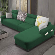 Amanda RHS 6 Seater L Shape,Sofa Set for Living Room (Green Fabric)