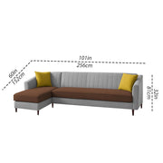 Neyami LHS 6 Seater L Shape Sofa Set for Living Room (Brown Grey) Premium Fabric Sofa Set
