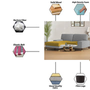 Latieo LHS 2 Seater Lounger L Shape Sofa Set for Living Room (Yellow Grey) Premium Fabric Sofa