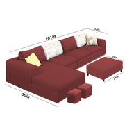 Badger RHS 8 Seater L Shape Sofa Set with Center Table for Living Room (Grey Fabric) Premium Fabric Sofa