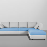 Dorian RHS 6 Seater L Shape Sofa Set for Living Room (Turquise Grey Fabric) Premium Fabric Sofa