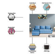Asper LHS 4 Seater L Shape Sofa Set for Living Room (Turquise Fabric) Premium Fabric Sofa