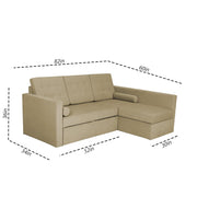 Megan RHS 4 Seater L Shaped Sofa Cum Bed for Living Room (Cream Fabric) Premium Fabric Sofa