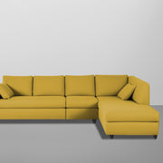 Dorian RHS 6 Seater L Shape Sofa Set for Living Room (Yellow Fabric) Premium Fabric Sofa