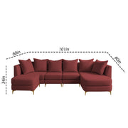 Zoe 8 Seater U Shape Sofa Set for Living Room (Black Grey Colour) Premium Fabric Sofa Set Living Room