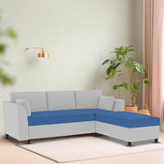 Blustin RHS 4 Seater L Shape Sofa Set for Living Room (Blue Grey Fabric) Premium Fabric Sofa